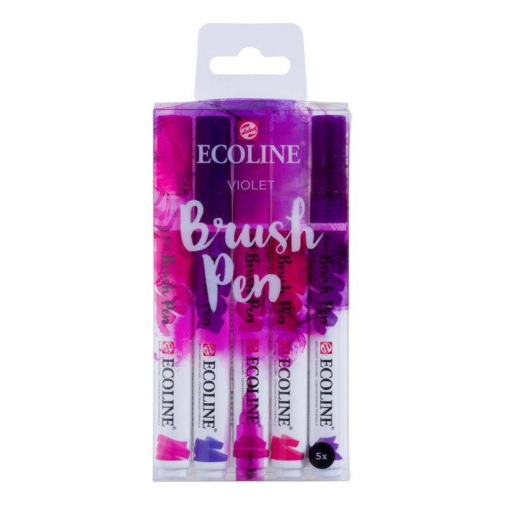 Akvarelové tužky Ecoline Brush Pen Violet | Sada 5 kusů Akvarelové fixy Royal Talens