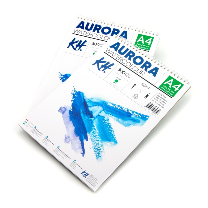 Akvarelový blok AURORA rough A4 se spirálou - 12 listový Blok papírů pro akvarel