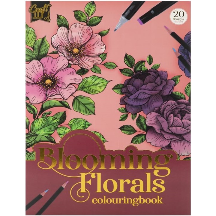 Levně Antistresová omalovánka BLOOMING FLORALS 20 stran (relaxační omalovánky)