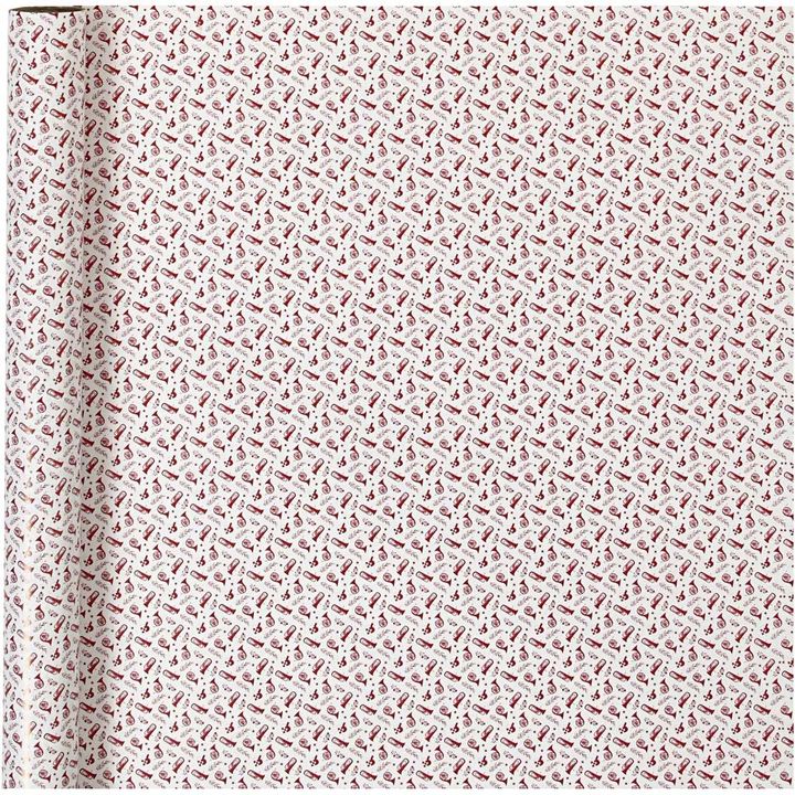 Balící papír | red white trumpe 70 cm x 4 m balící papír vánoční