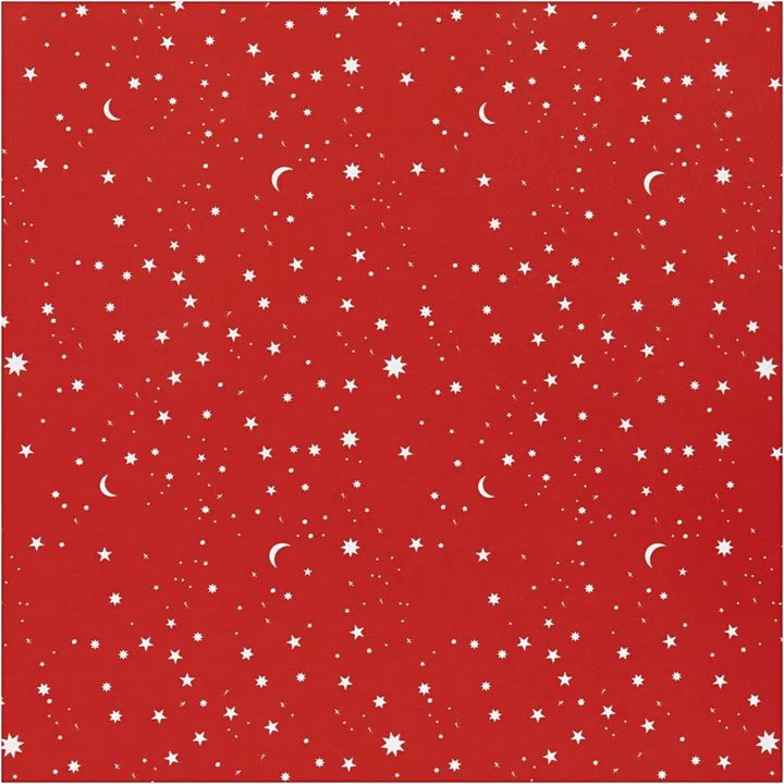 Balící papír | tmavě červený Stars and moons 50 cm x 5 m balící papír vánoční