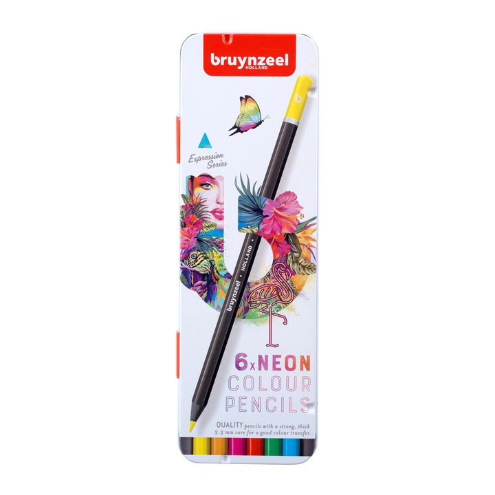 Barevné tužky Bruynzeel neonové odstíny 6 ks vybarvovací tužky na kreslení