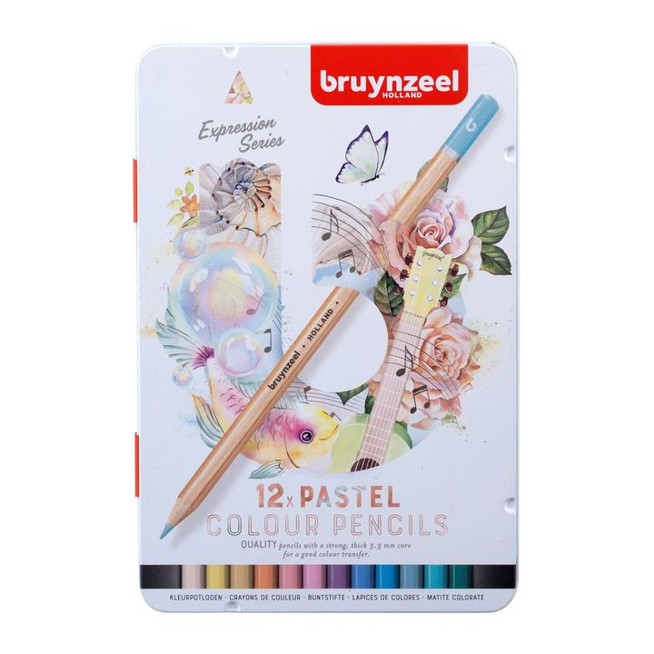 Barevné tužky Bruynzeel pastelové odstíny 12 ks vybarvovací tužky na kreslení