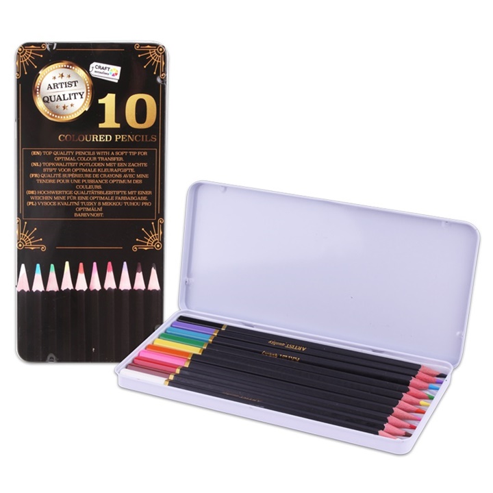 Levně Barevné tužky Craft Sensations - 10 ks (barvičky v plechové krabičce)
