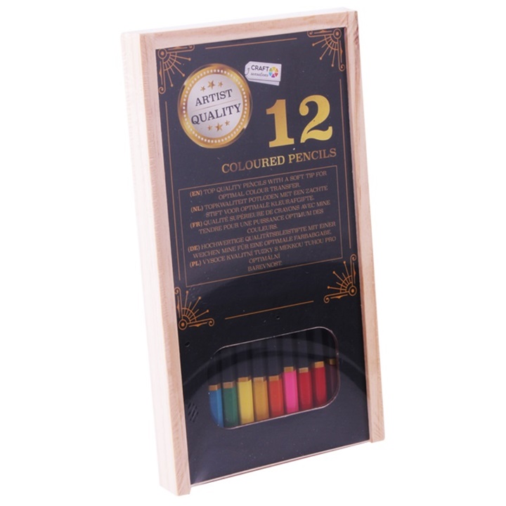 Levně Barevné tužky Craft Sensations - 12 ks (barvičky v dřevěné krabičce)