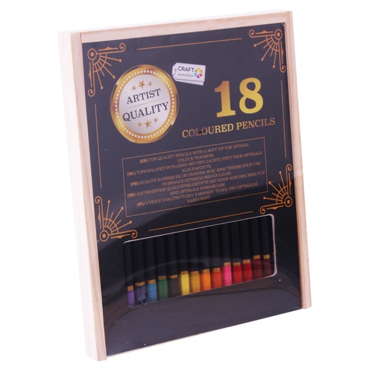 Levně Barevné tužky Craft Sensations - 18 ks (barvičky v dřevěné krabičce)