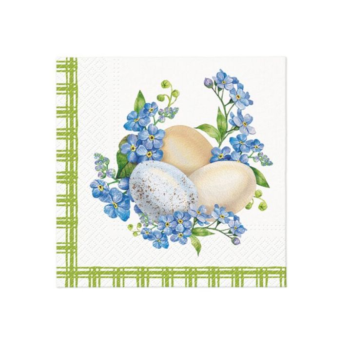 Decoupage ubrousky - Eggs in Forget me nots - 1ks ubrousková technika