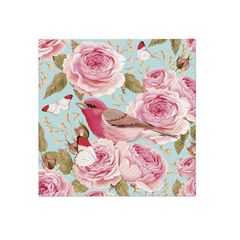Decoupage ubrousky - English Roses Bird  - 1ks