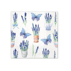 Decoupage ubrousky - Lavender Butterflies  - 1ks