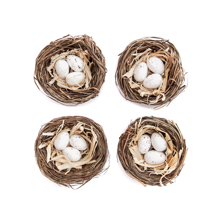 Levně Dekorační mini hnízda 5.5 cm / 4 ks (kreativní velikonoční komponenty)