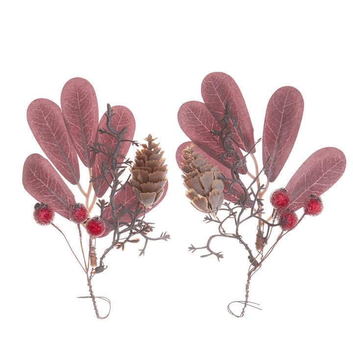 Levně Dekorativní větvičky s červenými bobulemi 2 ks (vánoční dekorace)