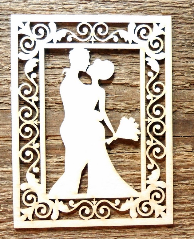 Levně Dřevěná dekorace - svatba (dřevěné polotovary na kreativní tvorbu)