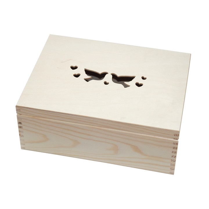 Levně Dřevěná krabička s motivem holoubic (dřevěné polotovary na kreativní)