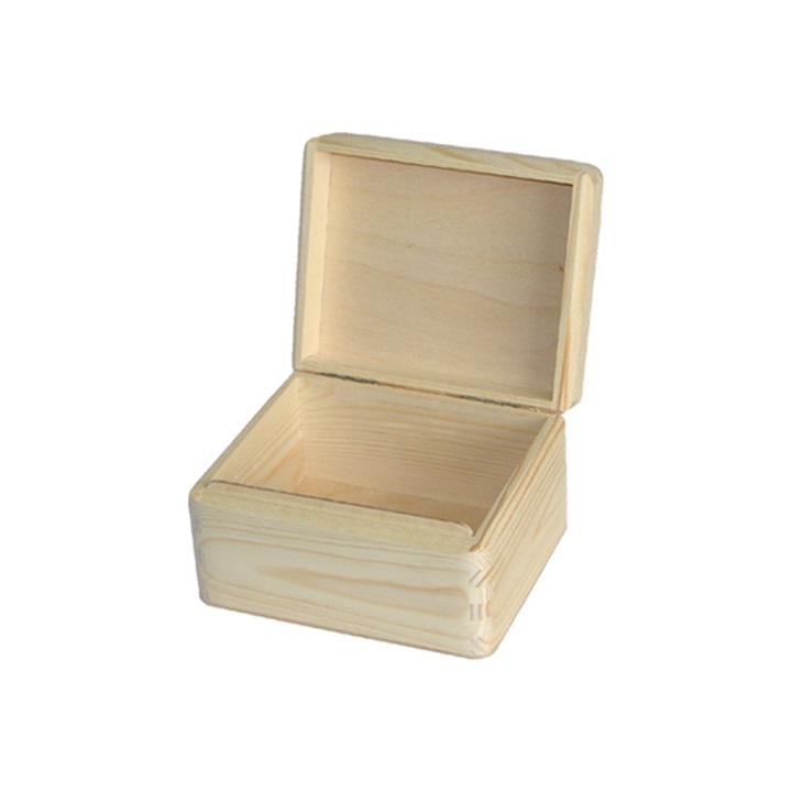 Dřevěná krabička s víkem 16.2x13.2x9.5 cm dřevěné komponenty na dekorování