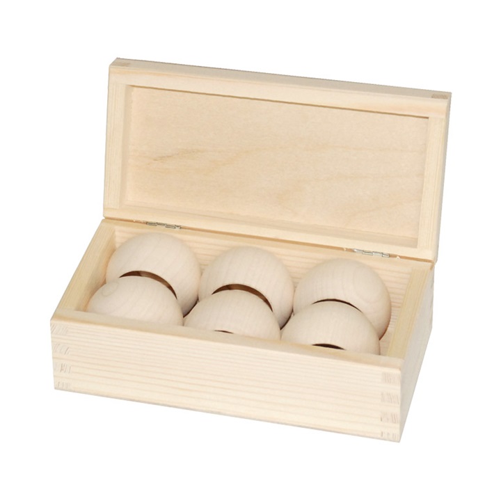 Dřevěná krabička se 6 prstenci na ubrousky dřevěné komponenty na dekorování