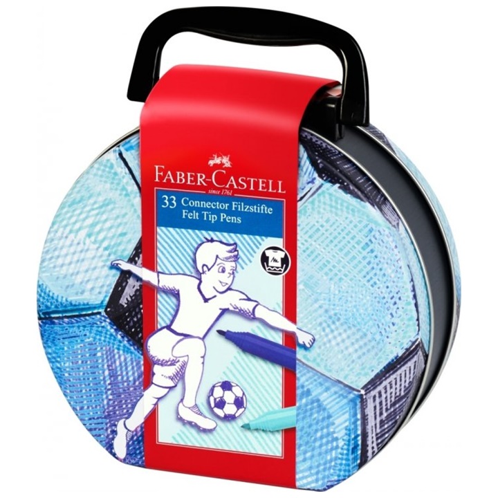 Faber-Castell popisovače s klipem Fotbalový kufřík 33 ks Konektorové fixy Faber Castell