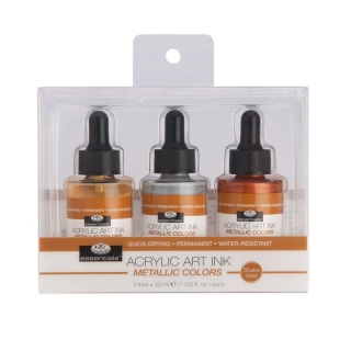 Akrylový inkoust Royal & Langnickel metalické barvy 3 x 30 ml