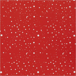 Balící papír | tmavě červený Stars and moons 50 cm x 5 m