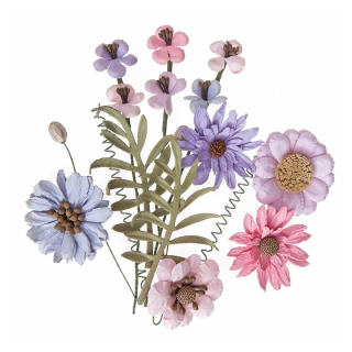 Papírové květiny Pink & Lavender - sada 12 ks
