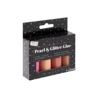 Perleťové a glitrové lepidlo 4 x 20 ml | růžový set