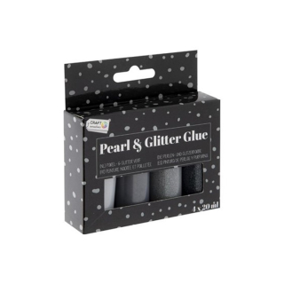 Perleťové a glitrové lepidlo 4 x 20 ml | šedý set