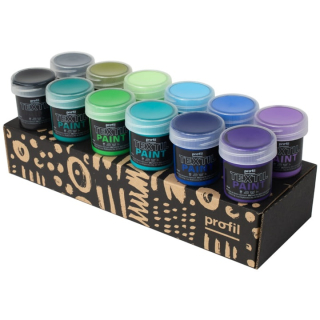 Sada barev na tmavý textil Profil - studené odstíny 12 x 25 ml