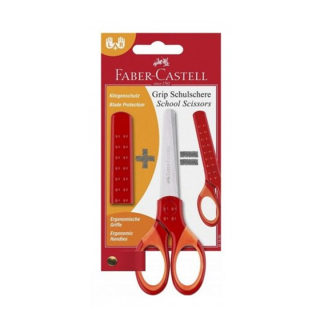 Školní nůžky s obalem Faber-Castell - červené