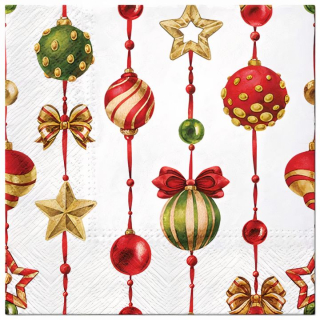Ubrousky na dekupáž Vánoční ozdoby s ornamenty - 1 ks