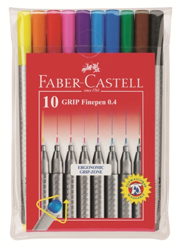 Levně Grip Finepen popisovače 0.4 mm 10 barevné (Faber Castel - Popisovač)