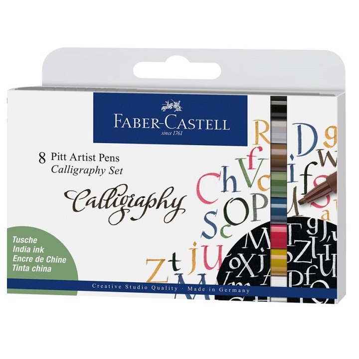 Kaligrafické pera Faber-Castell Pitt / set 8 ks sada na kaligrafii