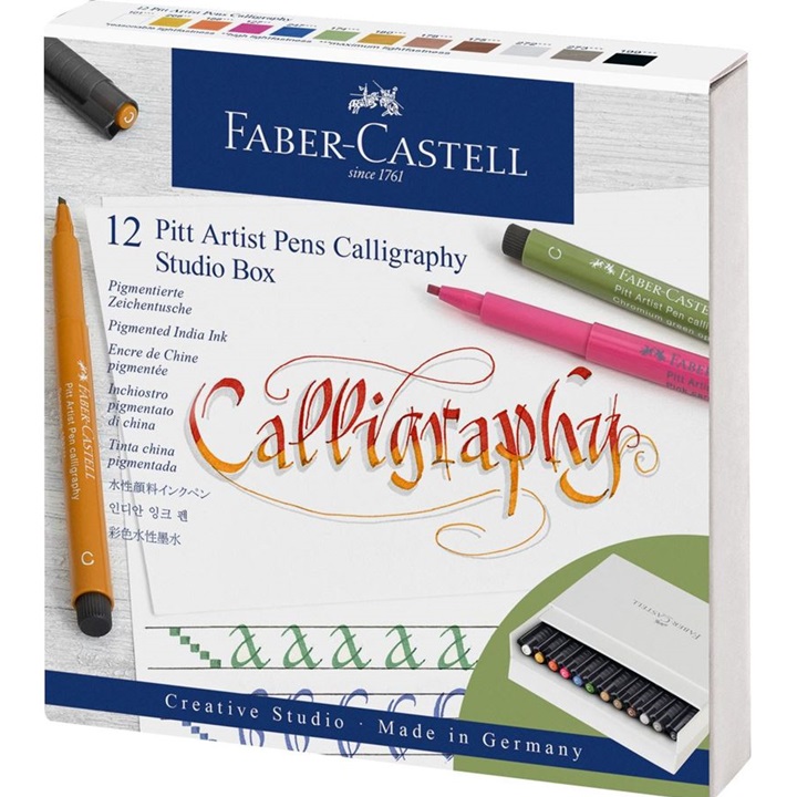 Levně Kaligrafické pera Faber-Castell Pitt / studio box 12 ks (pomůcky na)