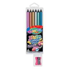 Metalické tužky JUMBO Colorino s ořezávátkem, balení 6 ks