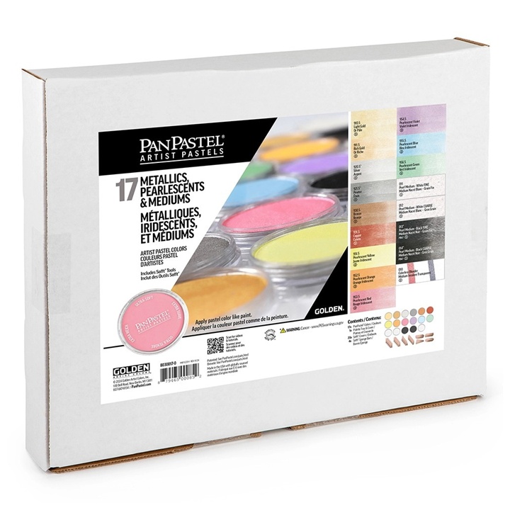 PanPastel Metallic and Pearlescent Pastel Set with Golden Mediums - 17 ks
