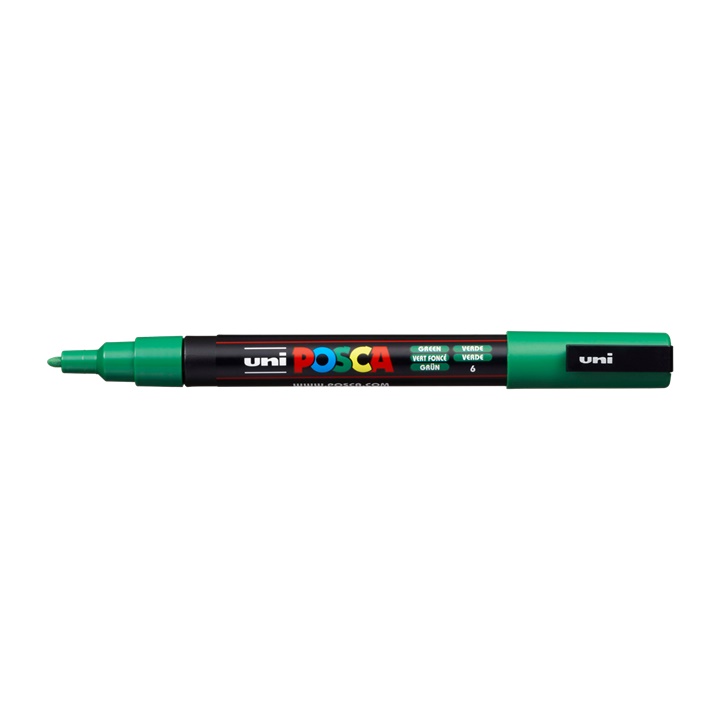 Popisovač UNI POSCA PC-3M 0.9 - 1.3 MM | Green (6) dekorativní fix