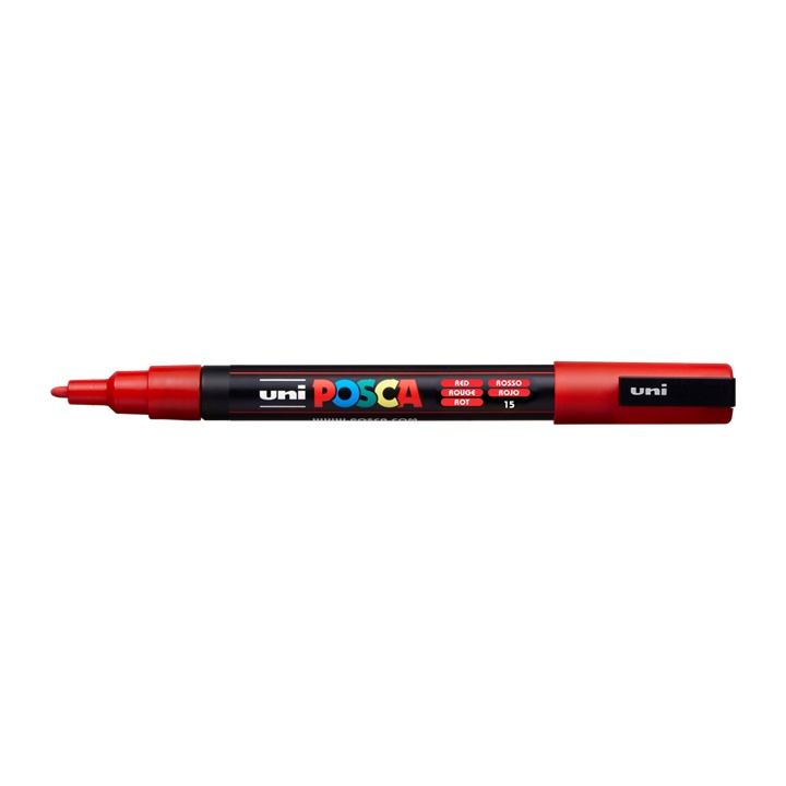 Popisovač UNI POSCA PC-3M 0.9 - 1.3 MM | red (15) dekorativní fix