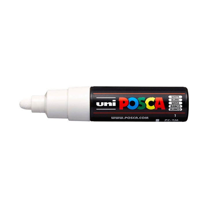 Popisovač UNI POSCA PC-7M 4.5 - 5.5 MM | white (1) dekorativní fix