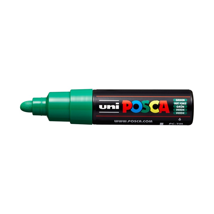 Popisovač UNI POSCA PC-7M 4.5 - 5.5 MM | Green (6) dekorativní fix