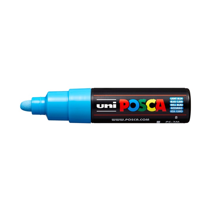 Popisovač UNI POSCA PC-7M 4.5 - 5.5 MM | light blue (8) dekorativní fix