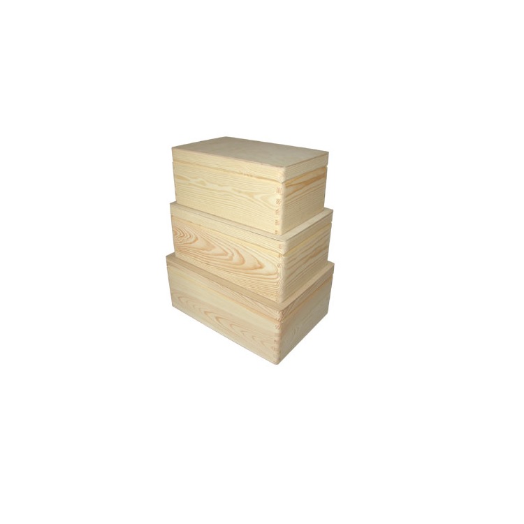 Sada dřevěných krabic s víkem na dekorování / 3 dílná Sada dřevěných krabic / 3 dílná