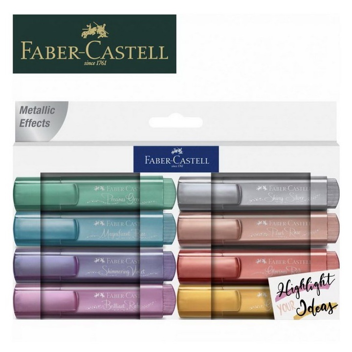 Sada metalických zvýrazňovačů Faber-Castell 8 ks metalické zvýrazňovače