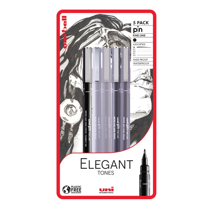 Sada popisovačů UNI PIN fineliner Elegant Tones 5 ks technické pero