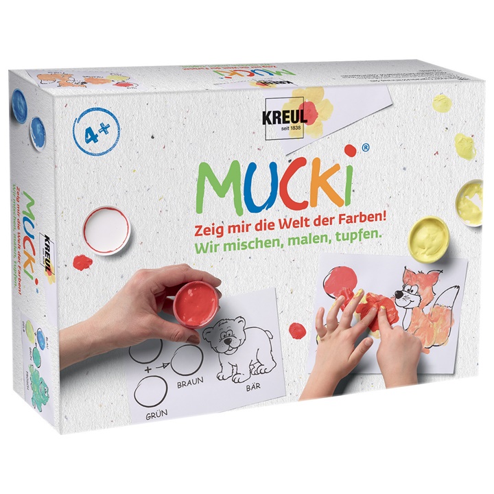 Sada prstových barev MUCKI - Malujme - míchejme - razítkujme barvy pro děti KREUL