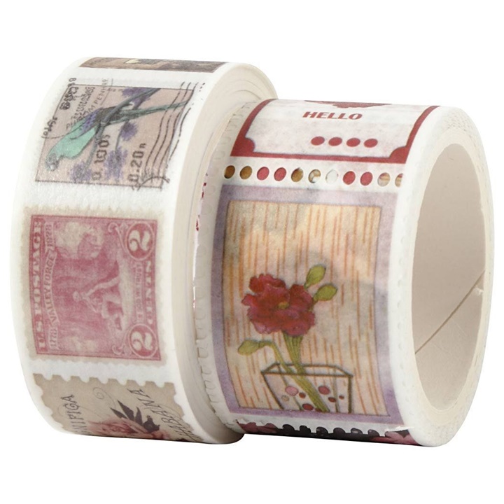 Sada washi pásků - známky a květiny