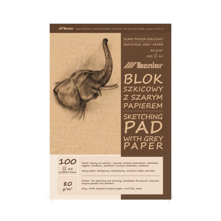 Levně Skicovací blok 50 [100] listový šedohnědý (blok papírů na skicování)