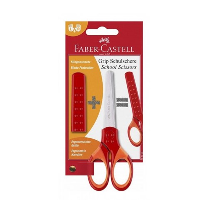 Školní nůžky s obalem Faber-Castell - červené pomůcky pro děti