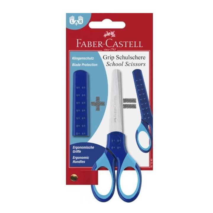 Školní nůžky s obalem Faber-Castell - modré pomůcky pro děti