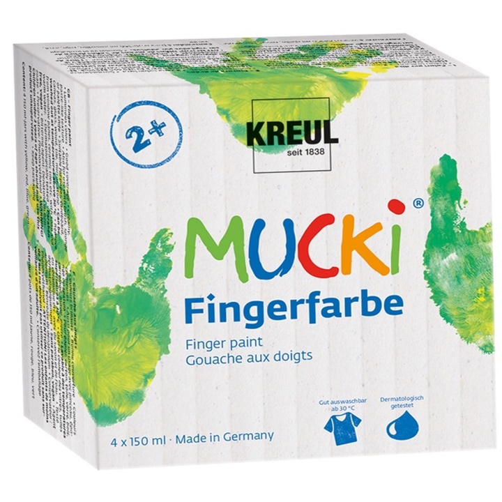 Svítící prstové barvy MUCKI - KREUL / sada 4 x 150 ml barvy pro děti KREUL