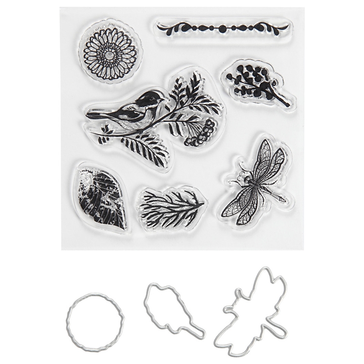 Levně Transparentní razítka a vyřezávací šablony - Fauna a flóra (silikonové)