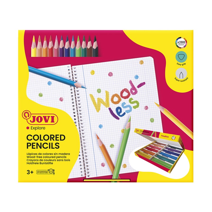 Trojhranné bezdřevé pastelky JOVI 84 ks barevné tužky