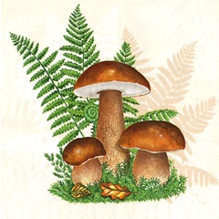 Ubrousky na dekupáž Boletus with Leaves of Fern - 1 ks